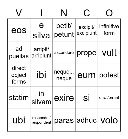 Ecce Romani Ch. 5 MRHS Bingo Card