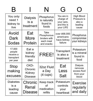 Missed Treatment Bingo Card