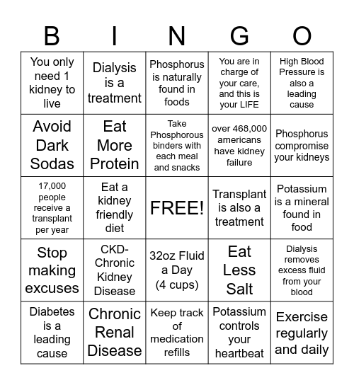 Missed Treatment Bingo Card