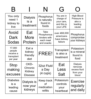 Missed Treatment Bingo Card