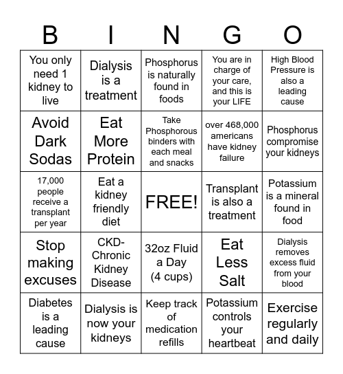 Missed Treatment Bingo Card