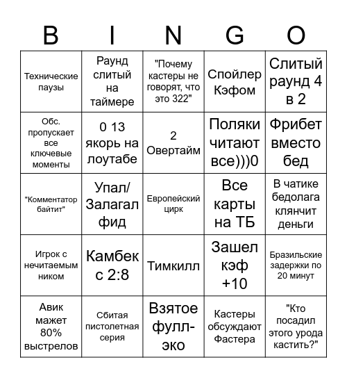 ККТ КАСТЕР БИНГО Bingo Card