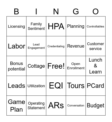 LCG BINGO Card