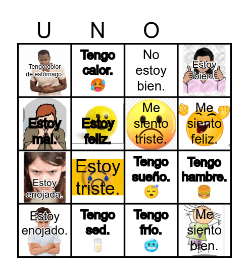 Tengo expressions Bingo Card