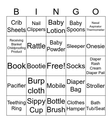 Stephanie's Baby Shower Bingo Card