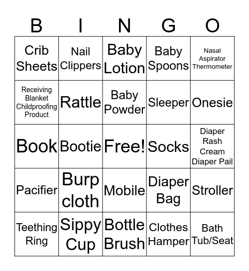 Stephanie's Baby Shower Bingo Card