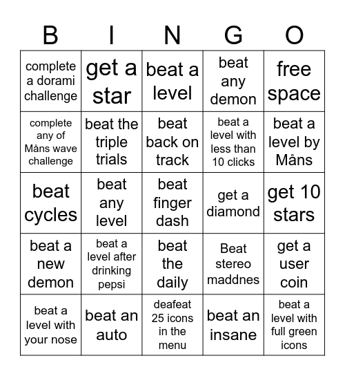 gd bngo Bingo Card