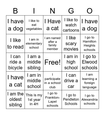 Moonlight Llama and Alpaca Club Bingo Card