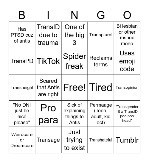 Radqueer bingo🌈🍓 Bingo Card