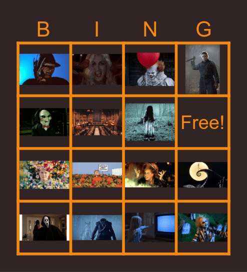 Halloween Movie Bingo Card