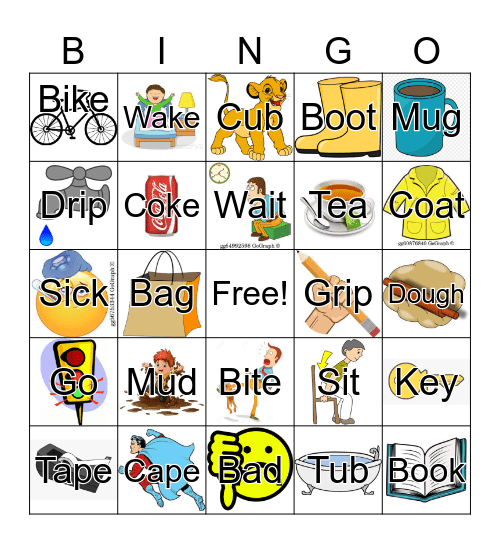 Front and Back Sounds Bingo Card