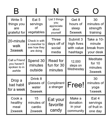 Honest Wellness BINGO! Bingo Card