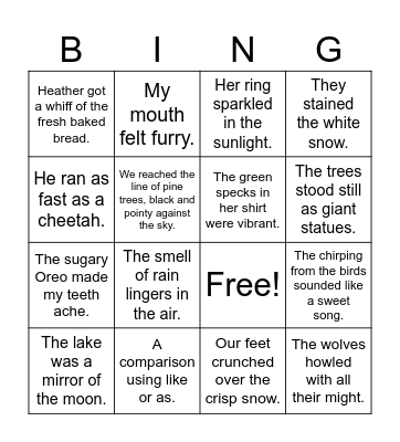 Figurative Language BINGO Card