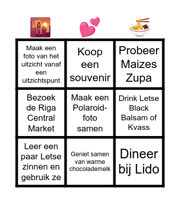 Bingokaart Riga 2023 Bingo Card