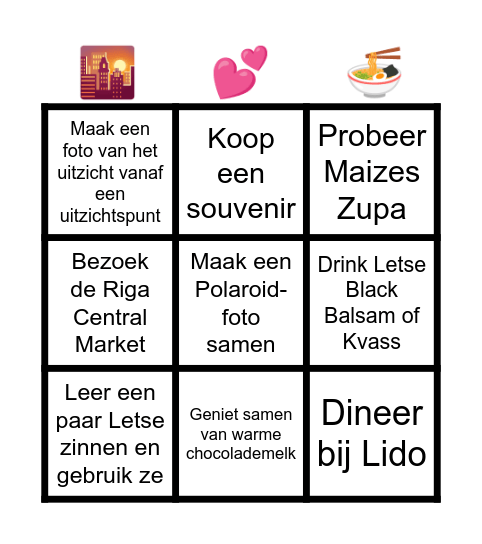 Bingokaart Riga 2023 Bingo Card