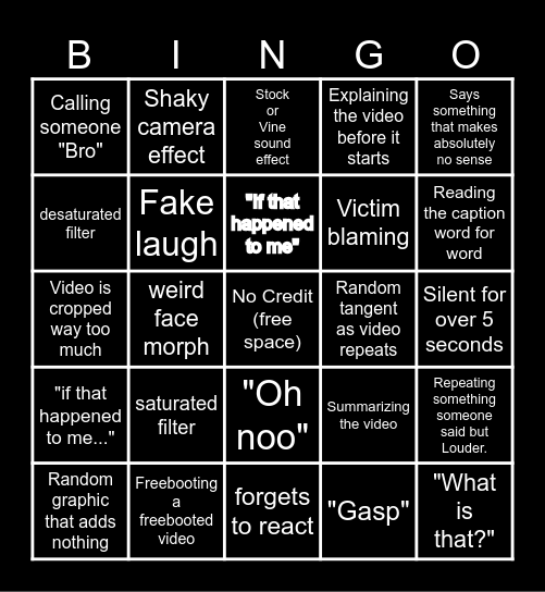 Sssniperwolf Bingo Card