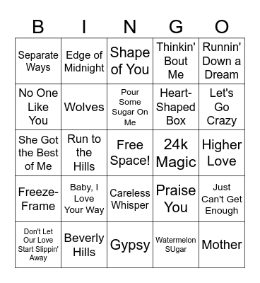 Music Bingo #14 Bingo Card