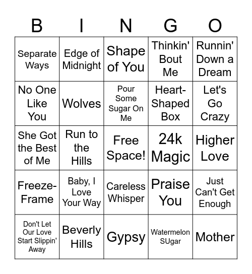 Music Bingo #14 Bingo Card