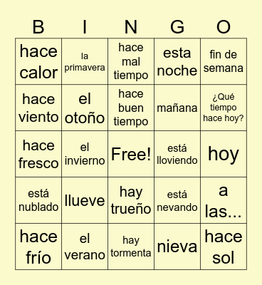 El tiempo Bingo Card