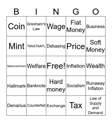 Economics Bingo Card