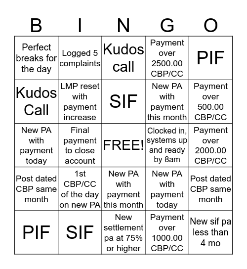 NC BINGO! Bingo Card