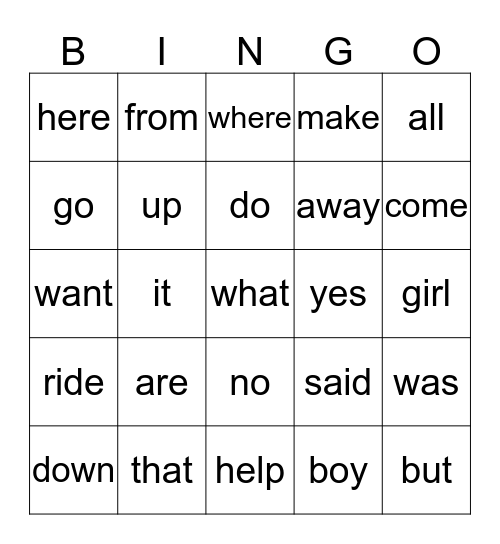 kinder words 25 - 50  Bingo Card