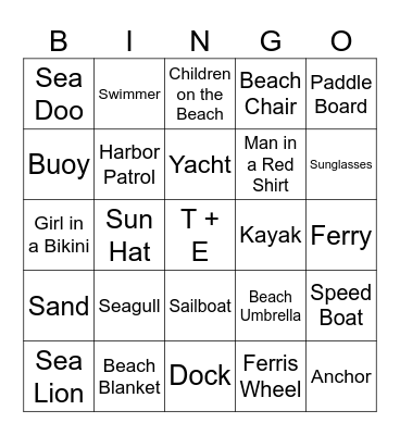 Boat Bingo Card