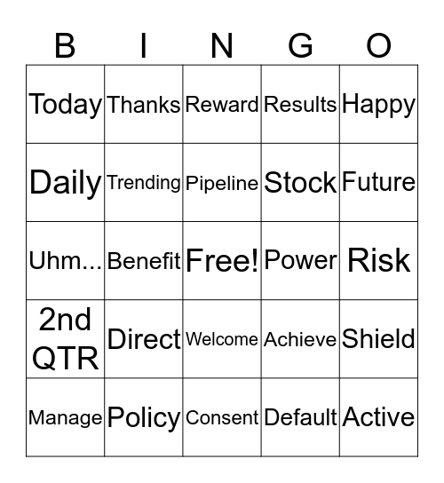 Town Hall Meeting Bingo Card