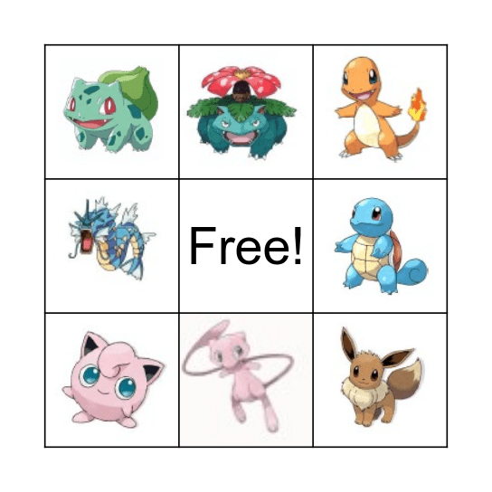 pokémon Bingo Card
