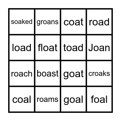 Vowel Teams - oa Bingo Card