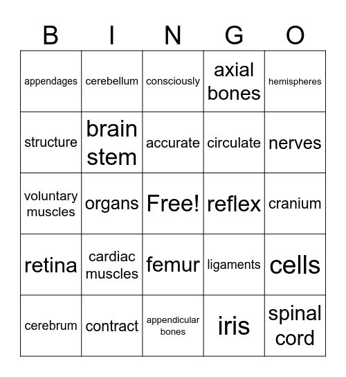 Skeleton Bingo Card