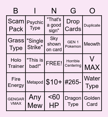 Fusion Strike BINGO Card