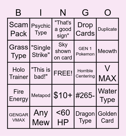 Fusion Strike BINGO Card