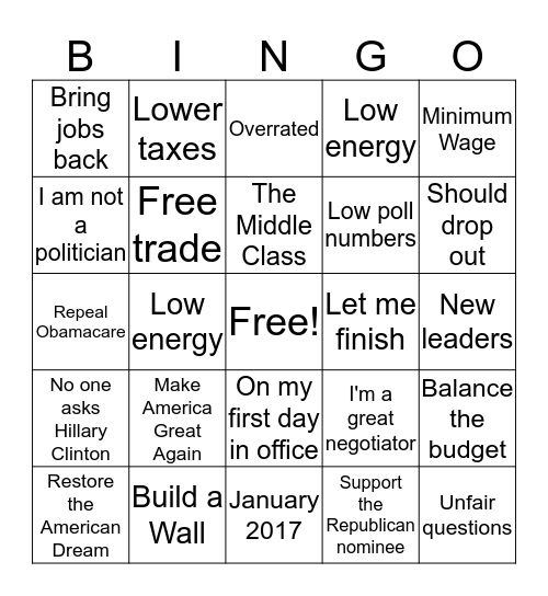 GOP Debate - March 10 Bingo Card