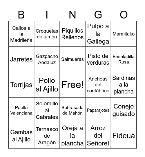 GRAN BINGO GASTRONÓMICO Bingo Card