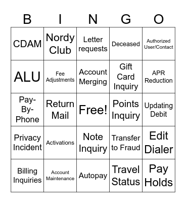 Team Amy T1 Bingo Card
