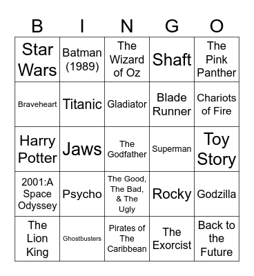 Total Quiz Trivia Presents: Radio Bingo Movie Themes Bingo Card