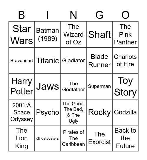 Total Quiz Trivia Presents: Radio Bingo Movie Themes Bingo Card