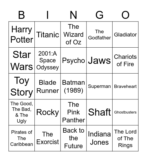 Total Quiz Trivia Presents: Radio Bingo Movie Themes Bingo Card