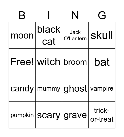 Halloween Bingo Card