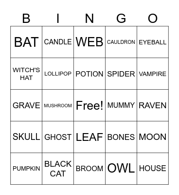 Halloween Bingo Card