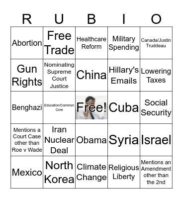 Yet another Republican Debate Card # 1 Bingo Card