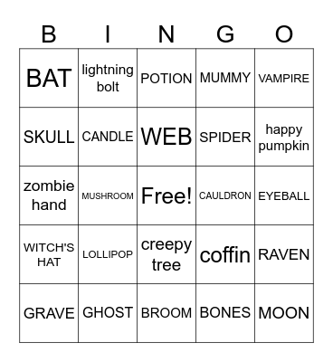 Halloween Bingo Card