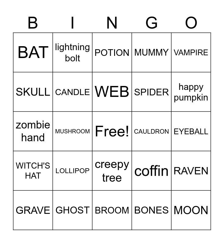 Halloween Bingo Card