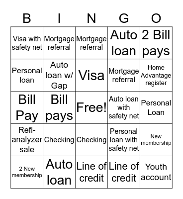 Account Services Bingo Card