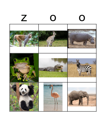 Zoo Animals Bingo Card