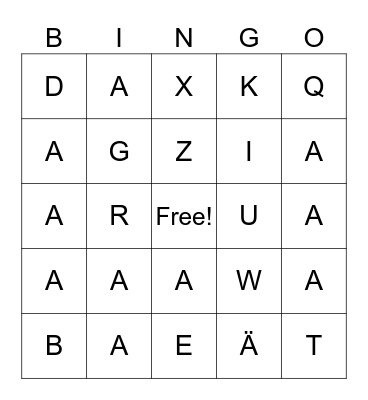 Alphabet BINGO Card