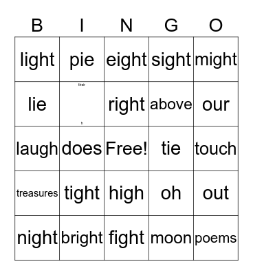 Unit #24 Bingo Card