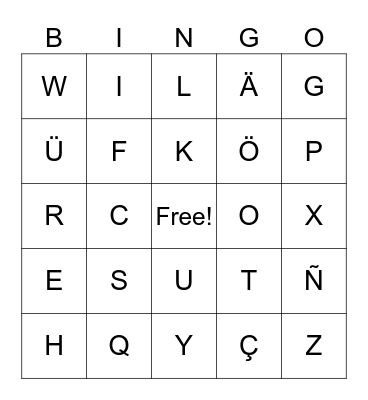 Alphabet BINGO Card