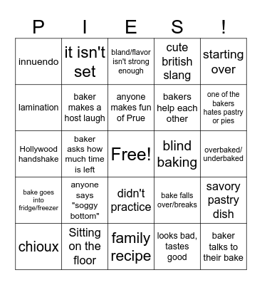 2023 Pastry Week Bingo Card